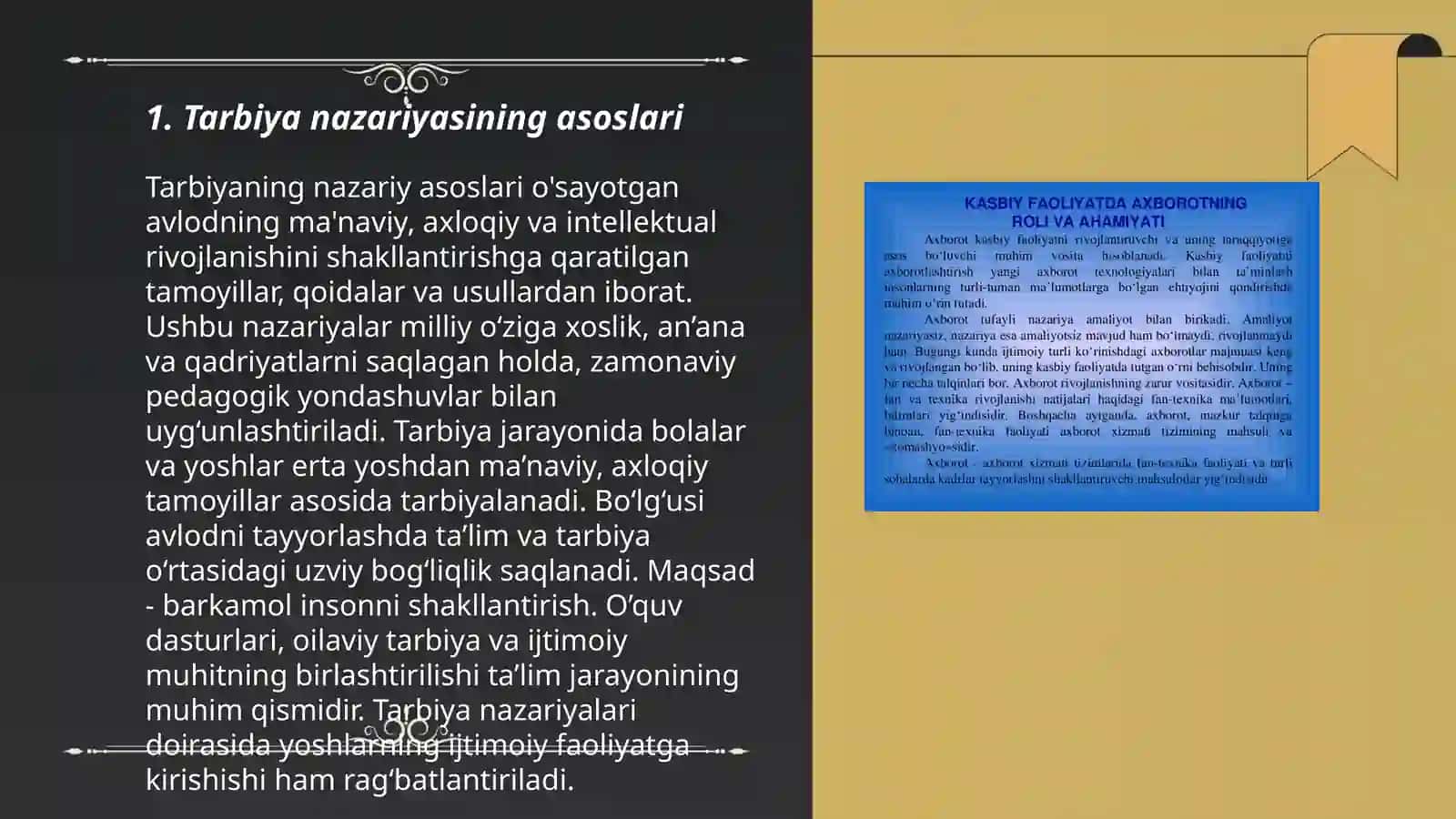 Tarbiya nazariyasi va jarayoni. Har tomonlama barkamol shaxsni shakllantirish - milliy tarbiyaning bosh maqsadi 3
