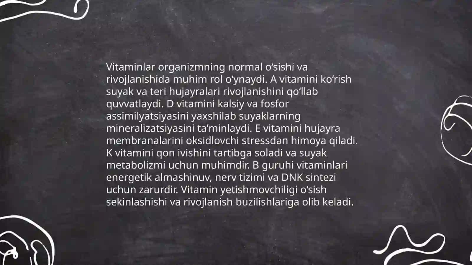 Organizimni normal o’sish va rivijlanishiga vitaminlar mikroelementlar mineral moddalar ta’sirining ahamiyati 3