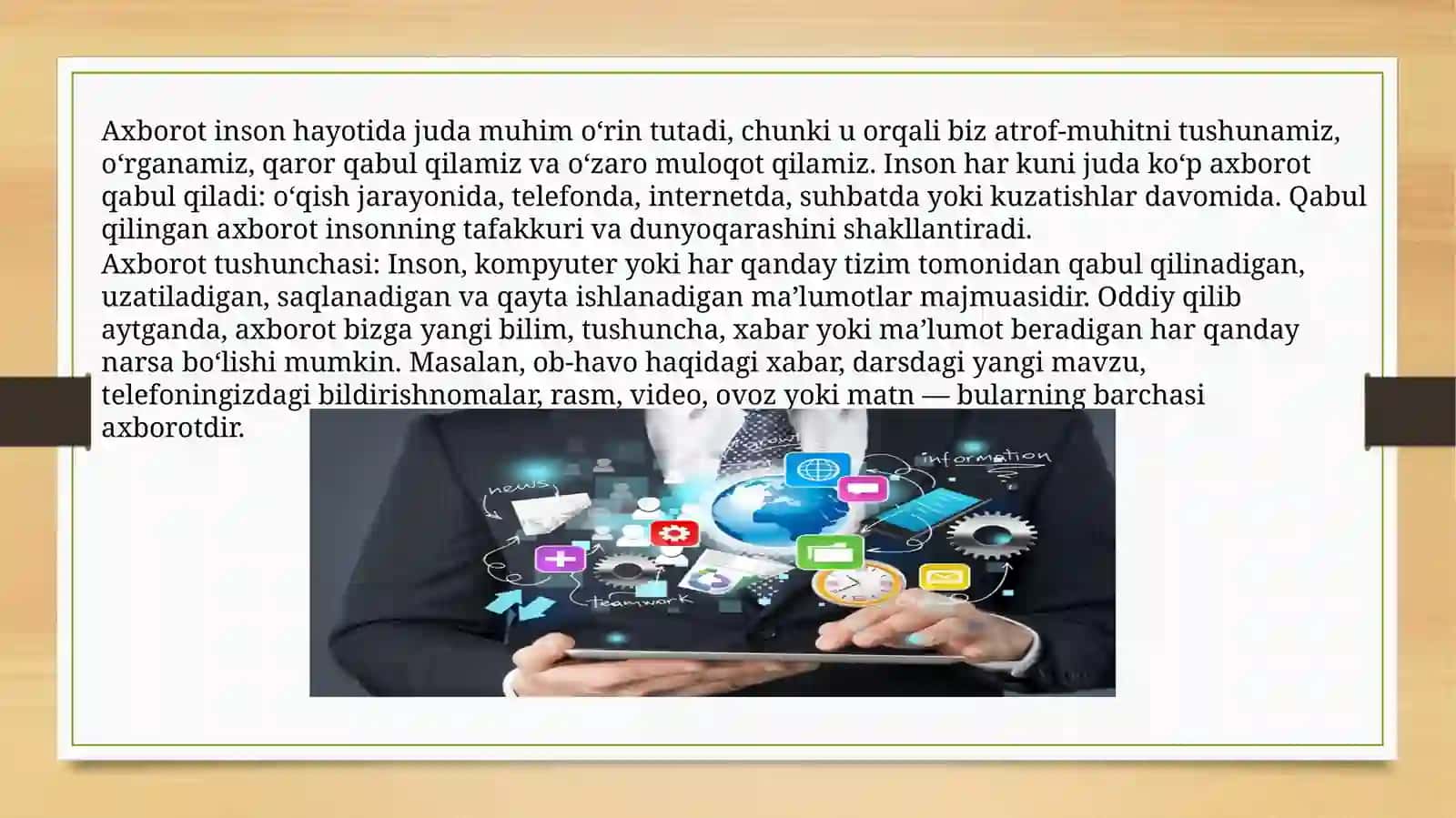 Axborotning jamiiyatdagi o'rni va ahamiyati 3