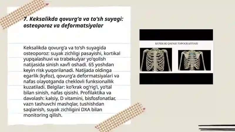 Qovurgʻalar, toʻsh suyagi va koʻkrak qafasi, ularning yoshga doir xususiyatlari Abdulazizova sarvinoz 3