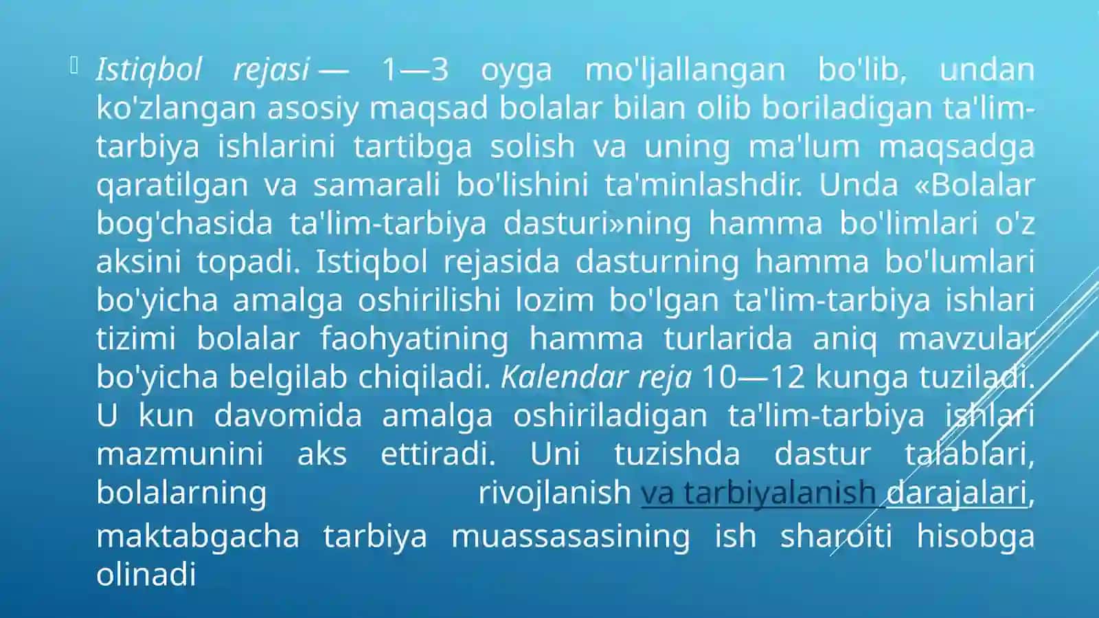 Tarbiyachining yillik oylik va haftalik ish rejalarining yuritilishi 3
