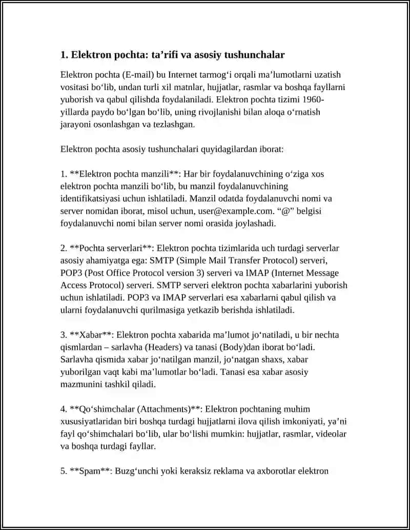 ELEKTRON POCHTA VA UNING IMKONIZYATLARI 3