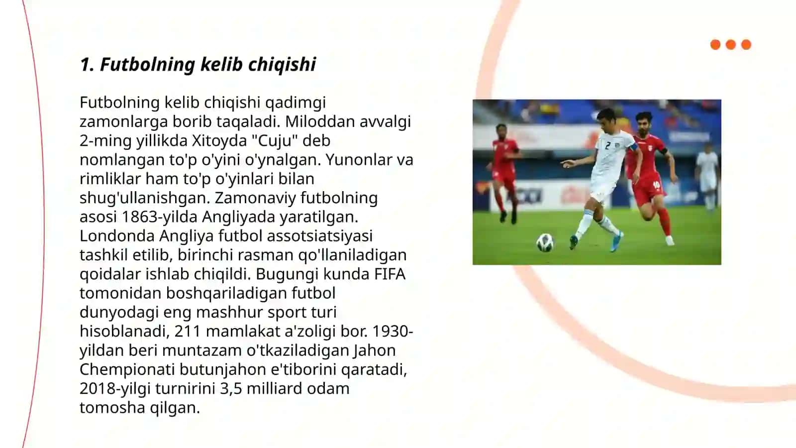 Futbolning rivojlanish tarixi,texnikasi,taktikasi va qoidalari 3