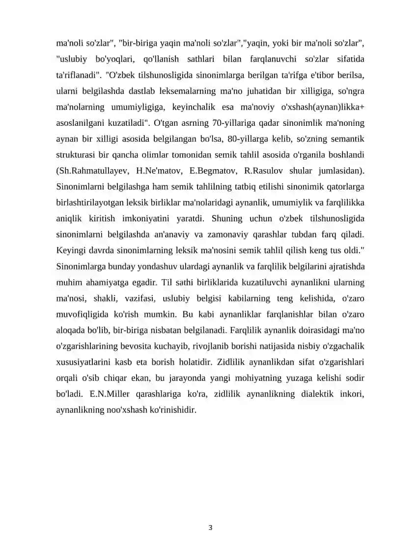 O’ZBEK TISHUNOSLIGIDA SINONIMIYA HODISASINING O’RGANILISHI 3