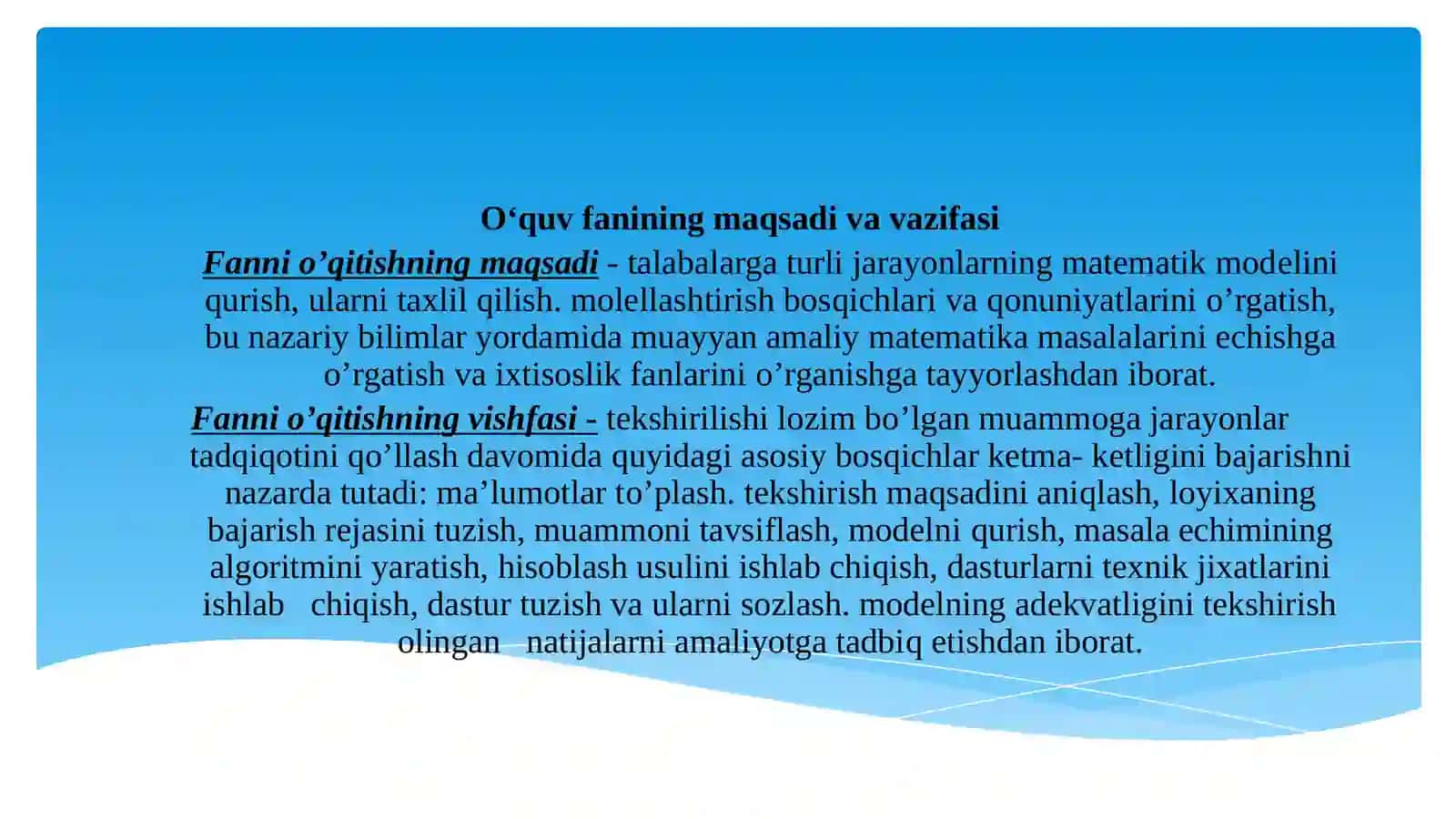 FAN: Texnik tizimlarda axborot texnologiyalari 3