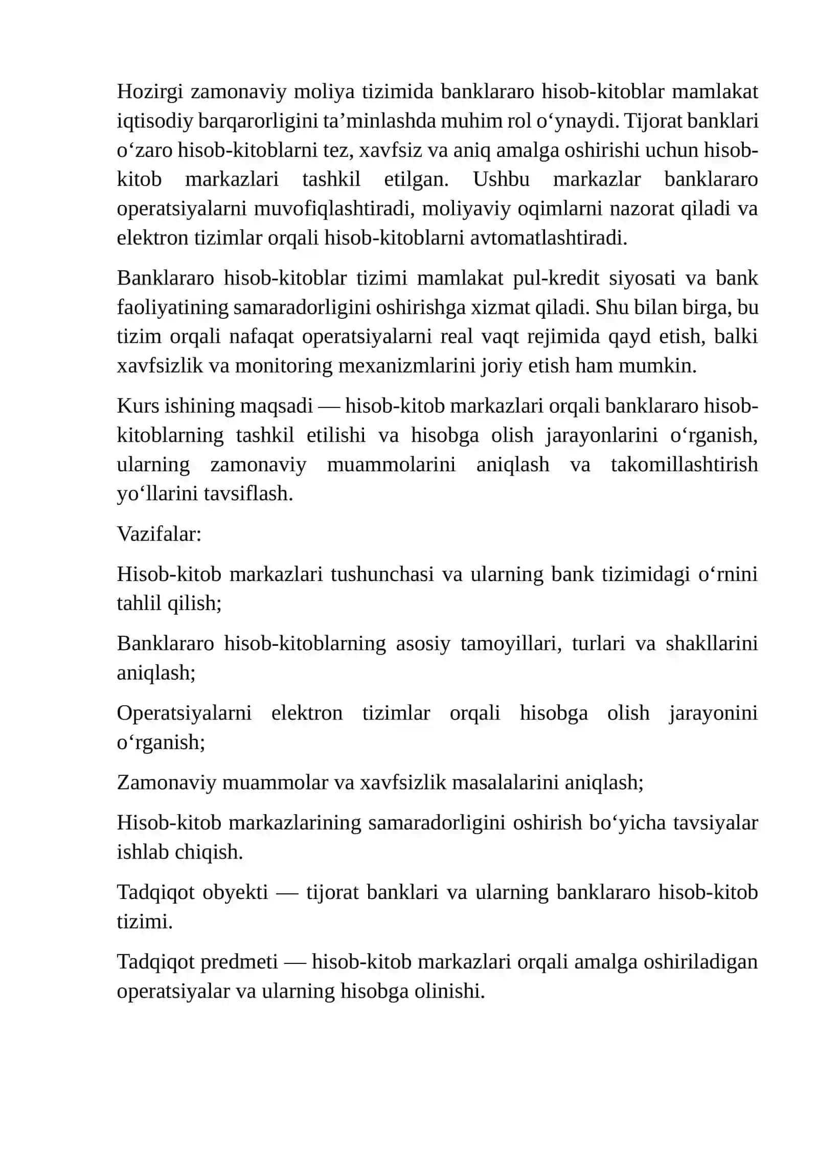 Hisob kitob markazlari orqali banklararo hisob kitoblarning tashkil etilishi va hisobi 3