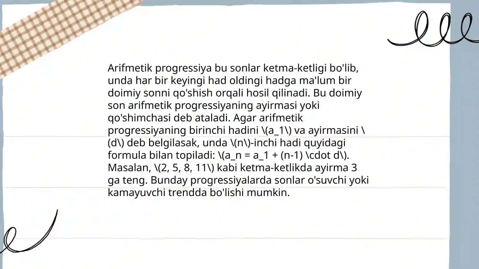 ARIFMETIK VA GEOMETRIK PROGRESSIYA 3