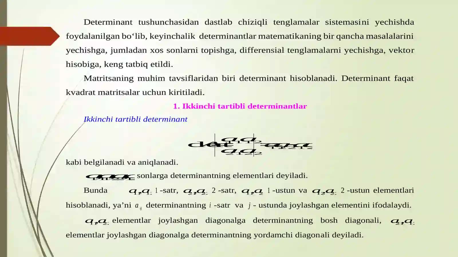 Kvadrat matritsalarning determinantlari 3