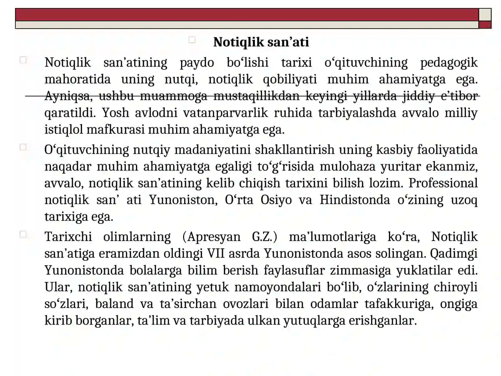Nutq texnikasi va notiqlik madaniyati. Sharq mutafakkirlari notiqlik san’ati haqida.Oʻqituvchining nutq madaniyati va notiqlik san’ati 3