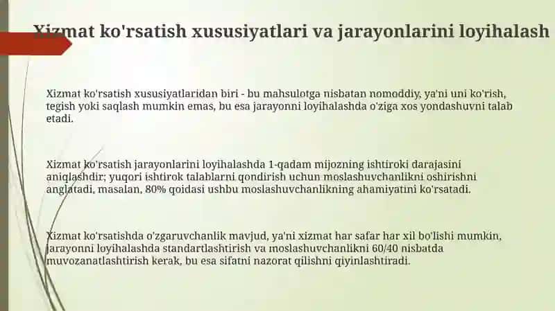 Xizmatlar sohasida operatsiyalarni boshqarish 3