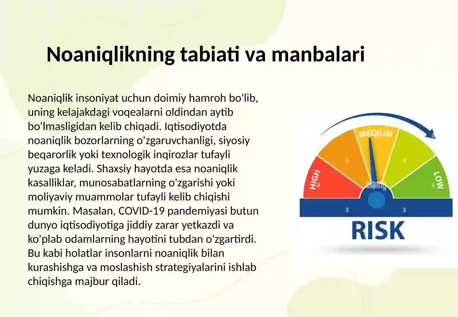 Noaniqlik va tavakkalchilik 3