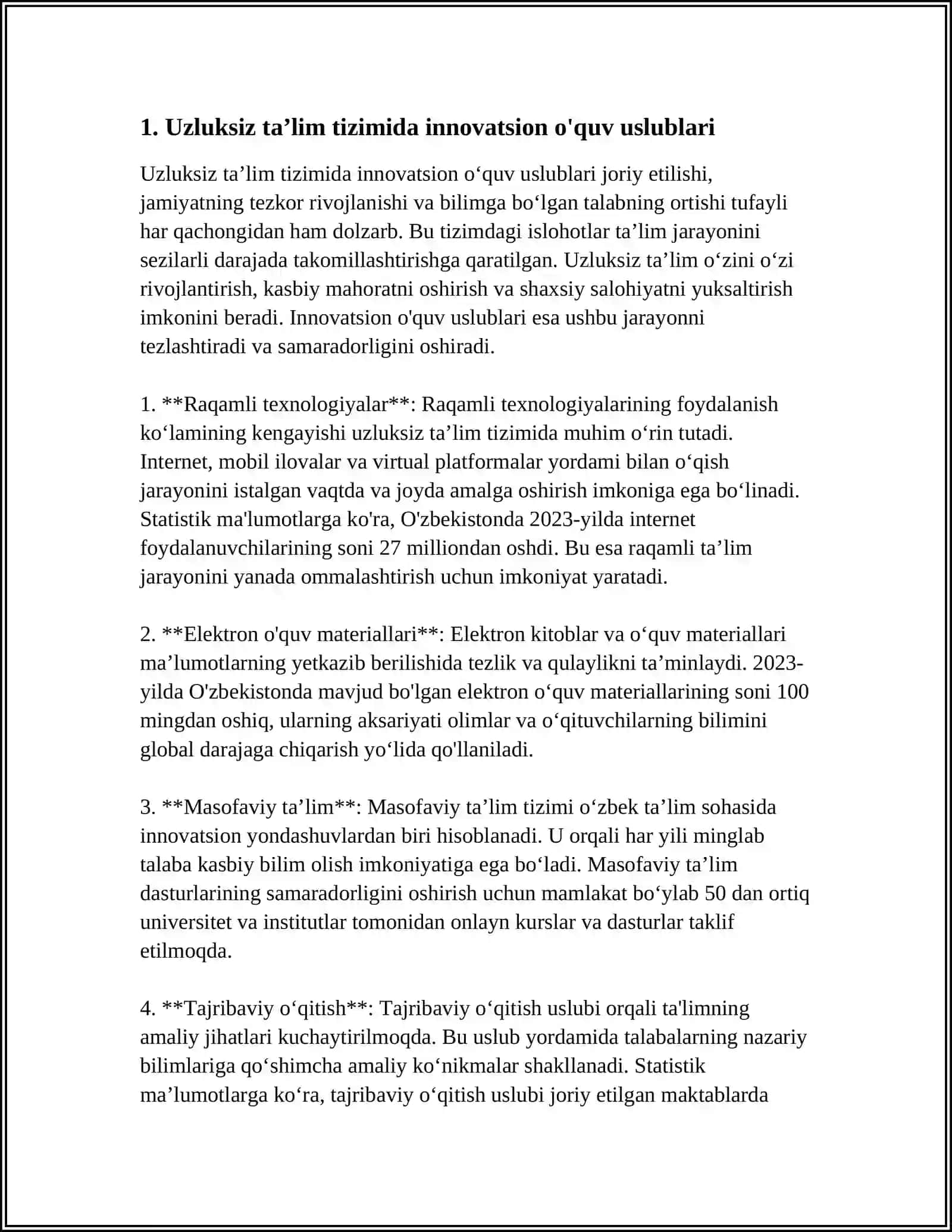 UZLUKSIZ TAʼLIM TIZIMIDA KASBIY PEDAGOGIK KOMPITENTLIKNI SHAKILLANTIRISH 3