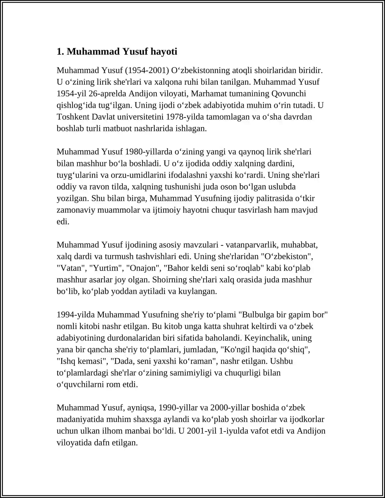 MUHAMMAD YUSUF IJODI 3