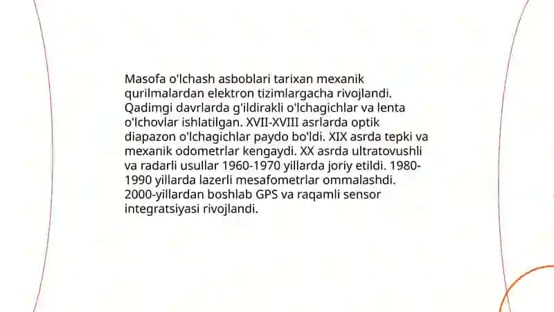 Masofani o'lchash asboblari va ularning rivojlanishi 3