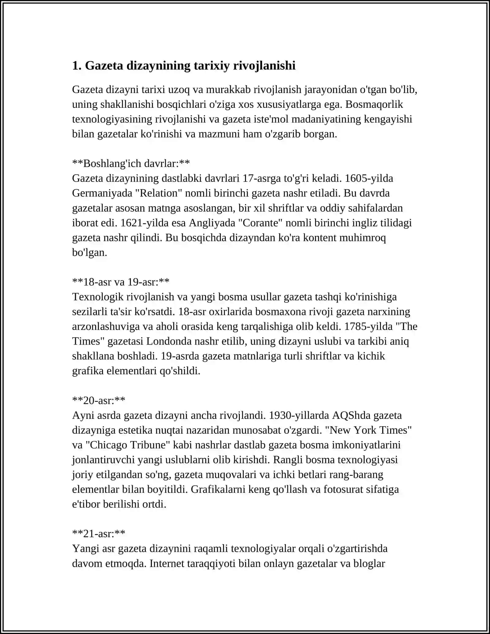 GAZETA BOʻLIMINI LOYIHALASH 3