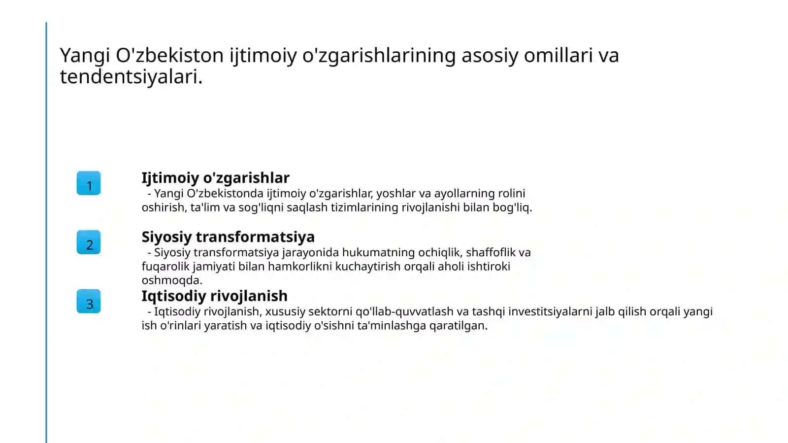 Yangi O'zbekiston ijtimoiy-siyosiy, iqtisodiy va madaniy hayotida ro'y berayotgan o'zgarishlarning xalqaro reyting va indekslarda aks etishi 3