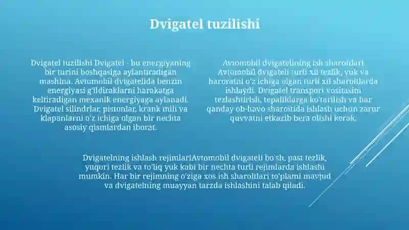 Avtomobil Dvigatellarining Ish Sharoitlari Va Ish Rejimlari 3