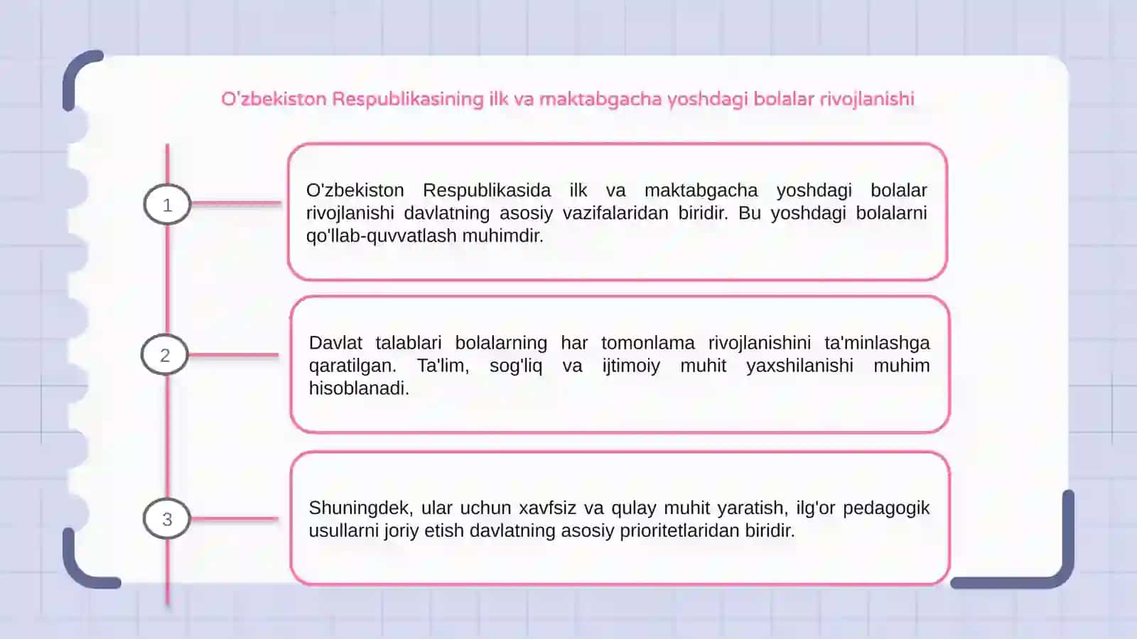 O'zbekiston Respublikasining ilk va maktabgacha yoshdagi bolalar rivojlanishida qo'yiladigan davlat talablari 3