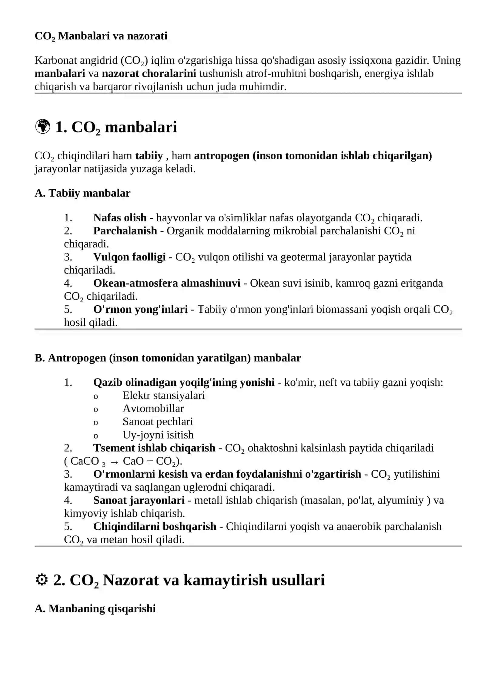 Issiqxona gazlari (IG) manbalari va ularga qarshi kurash choralari 3