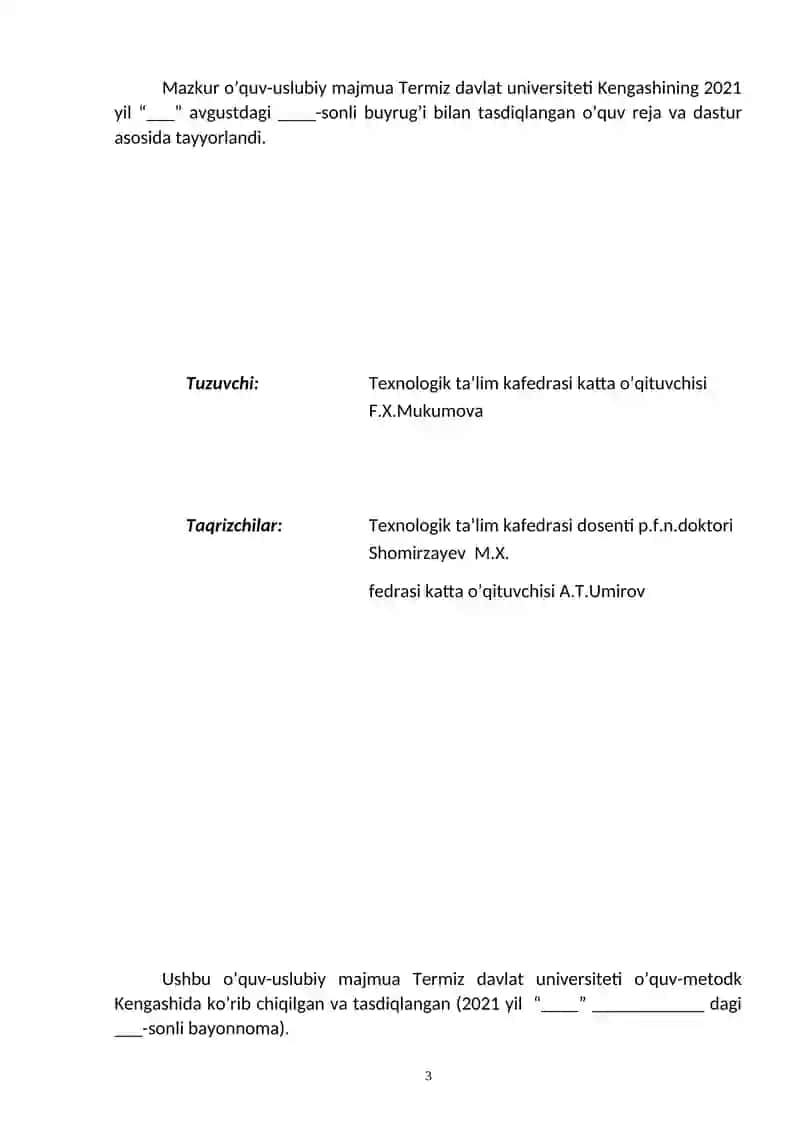 MAHSULOT TAYYORLASH TEXNOLOGIYASI 3