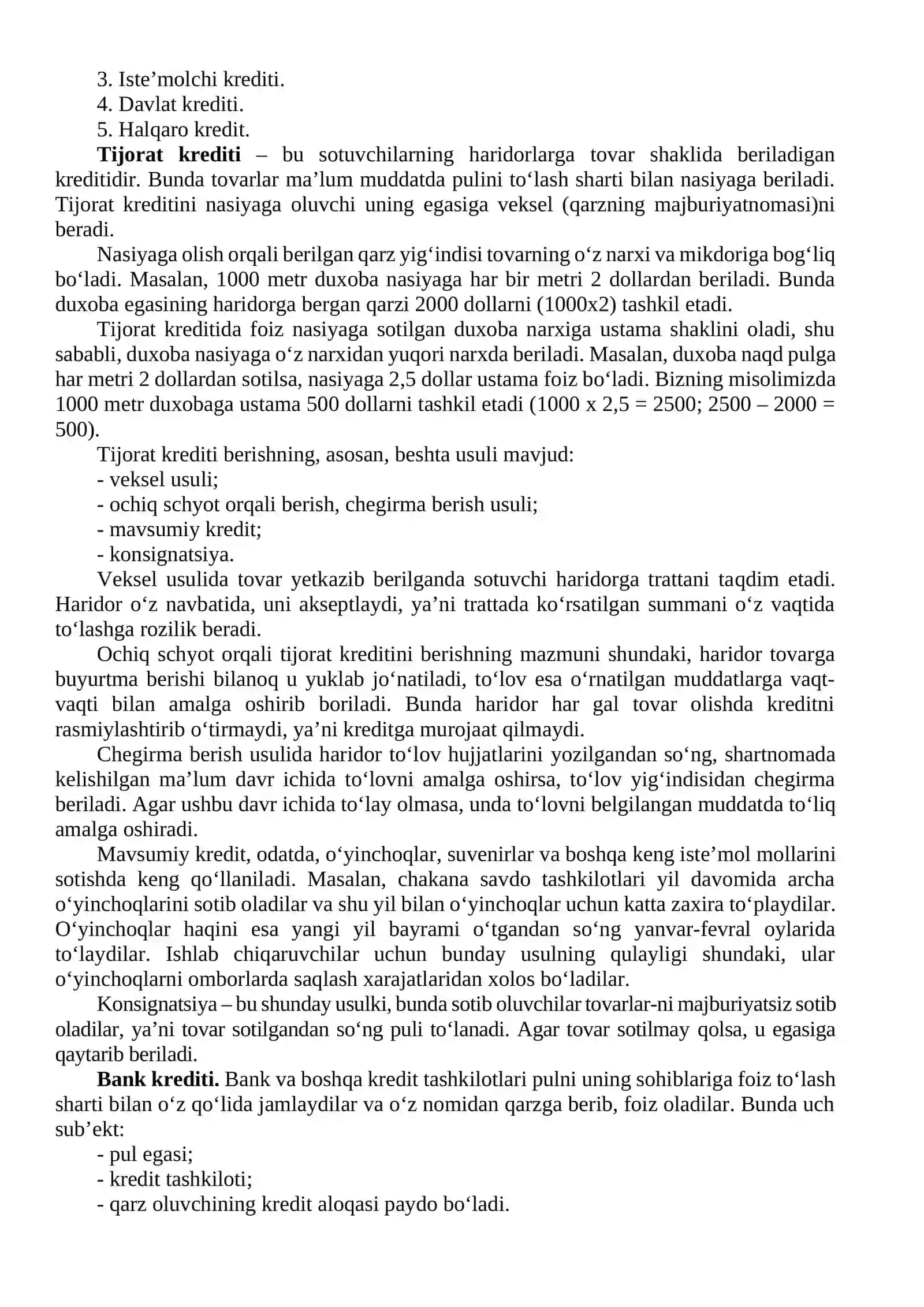 Kichik biznes va tadbirkorlikni kredit bilan ta’minlash shakllari 3