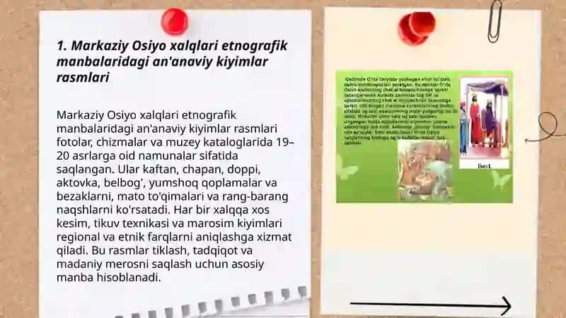 Markaziy Osiyo xalqlari etnografiyasi haqida ma'lumot beruvchi manbalar mavzusi rasmlari bexato qo'yilsin 3
