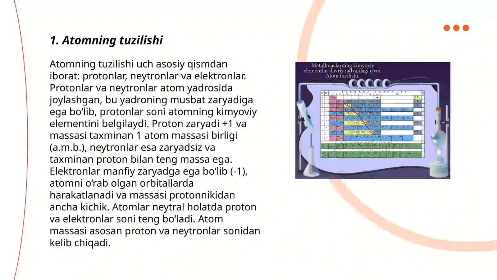 Atomlarning davriy va davriy boʻlmagan xossalari 3