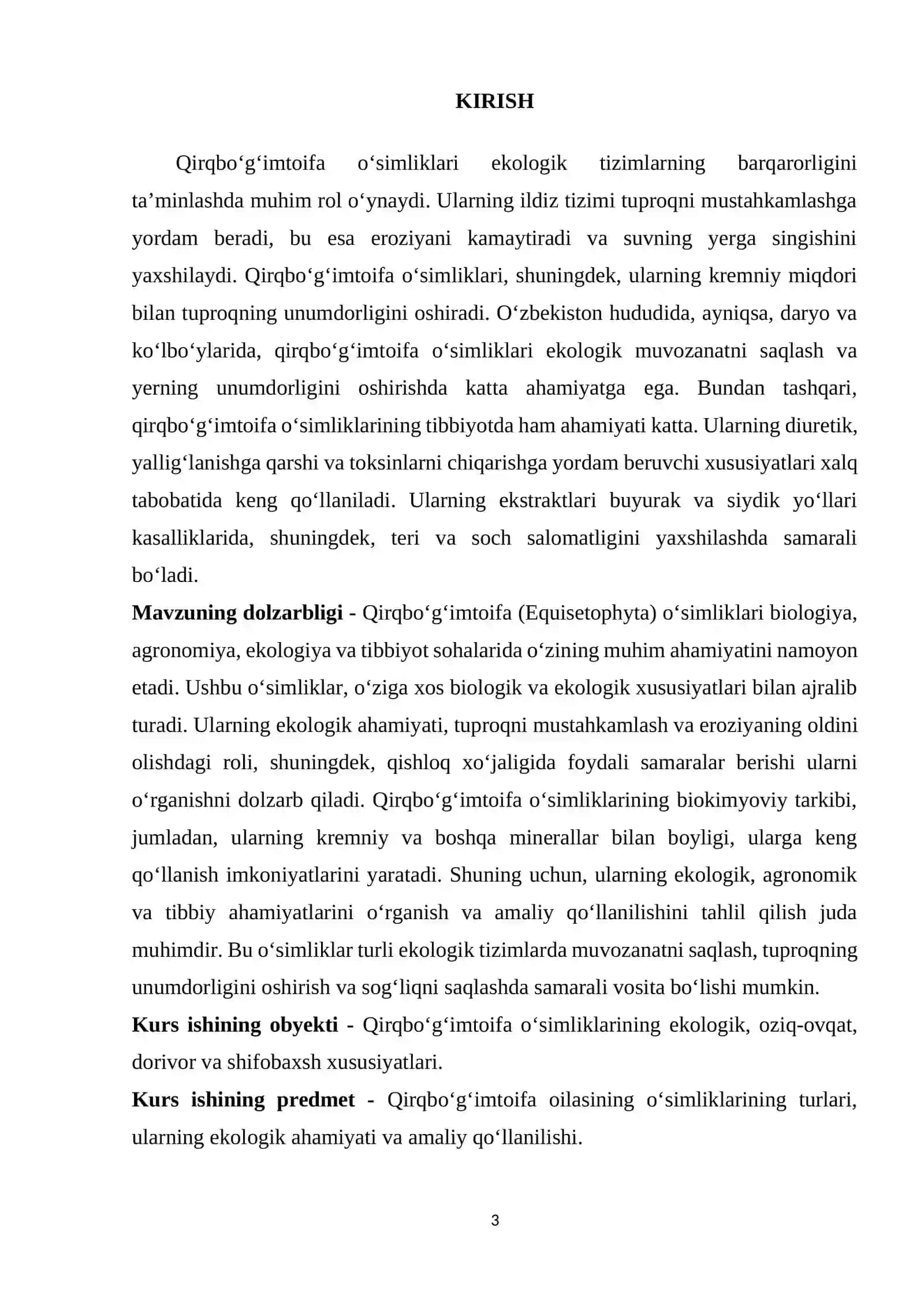 Qirqbo'g'imtoifa (Equisetophyta) o'simliklar bo'limi evolutsiyasi, asosiy sinf va vakillari, tuzilishi, ahamiyati. 3