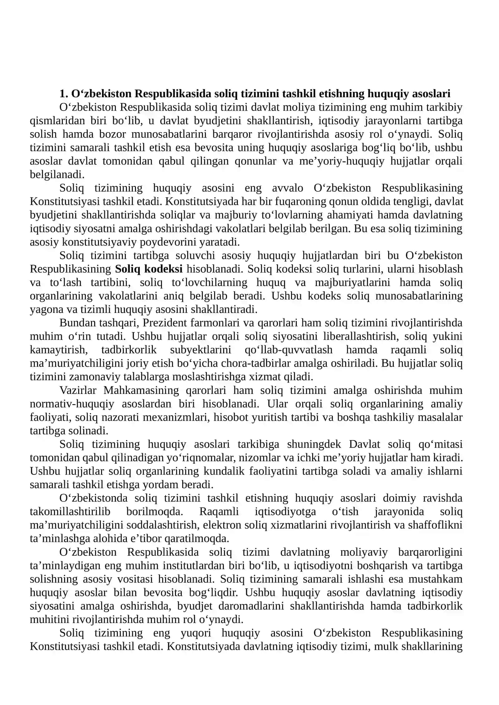 Soliq organlarini tashkil etishdagi me’yoriy-huquqiy hujjatlar va ularning mazmun-mohiyati 3