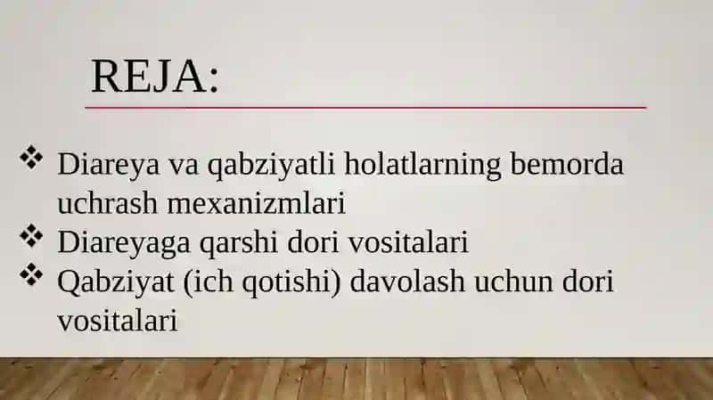 Diareya va Qabziyatda qo'llaniladigan dori vositalarining ta’sir mexanizmlari 3