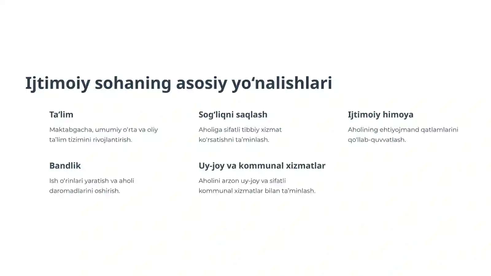 O'zbekiston ijtimoiy sohasidagi o'zgarishlar 3