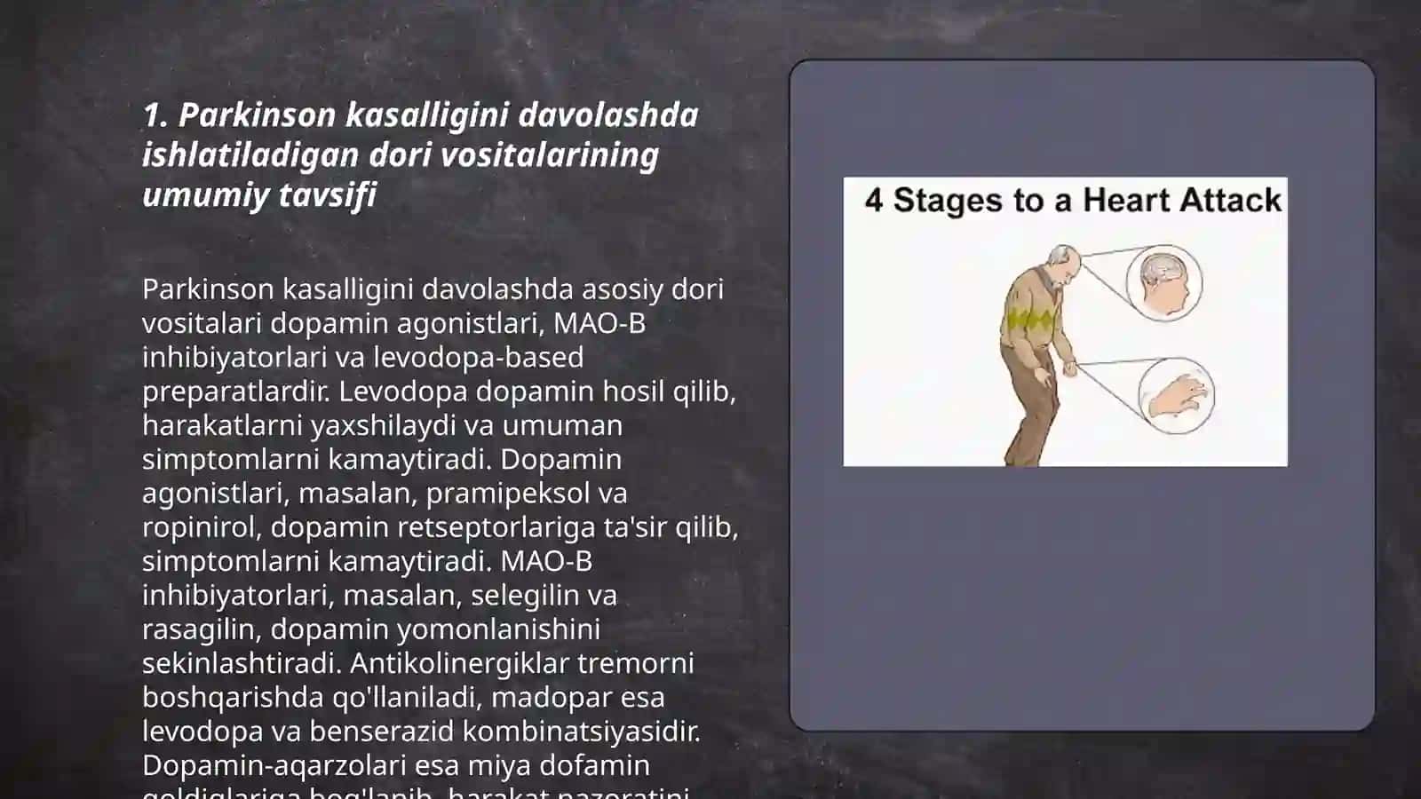 Parkinson kasalligini davolashda ishlatiladigan dori vositalari 3