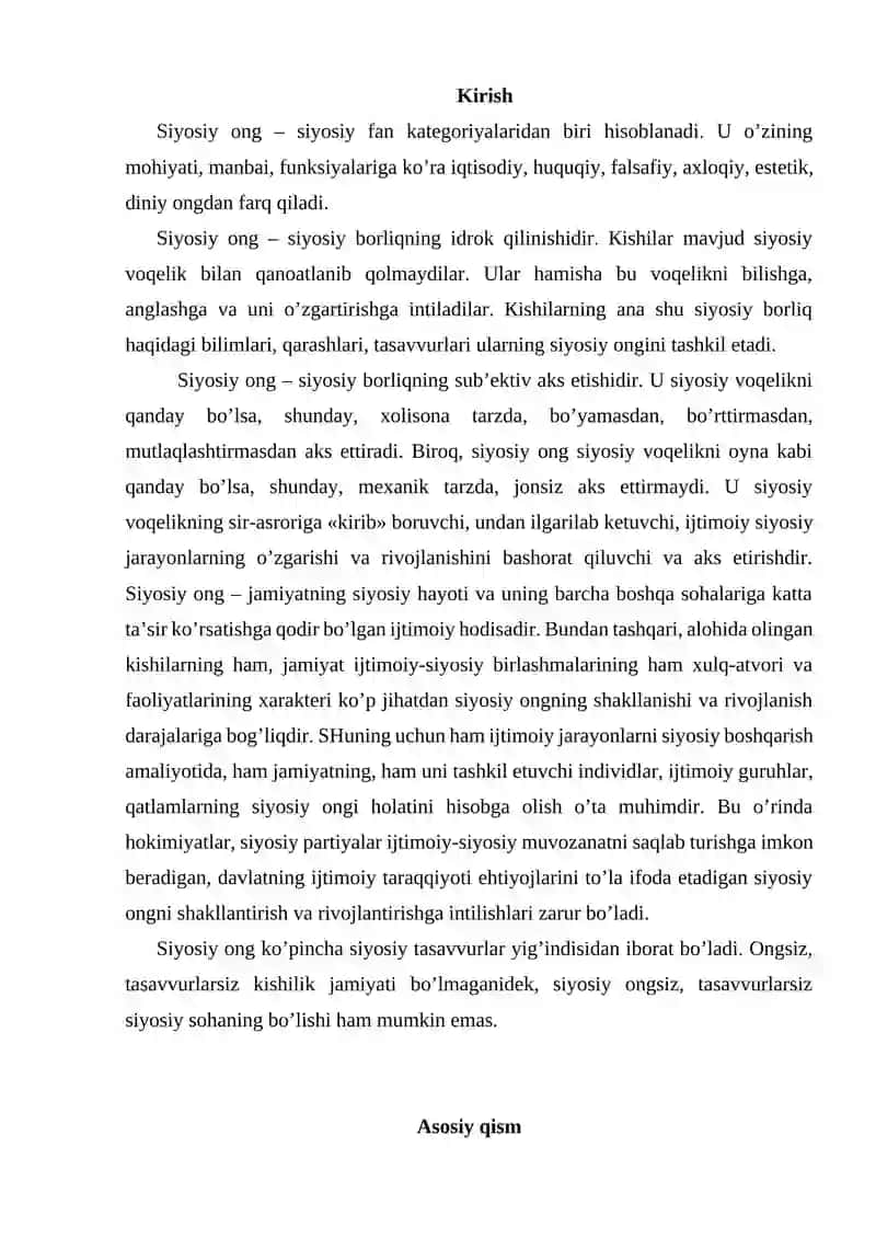 Siyosiy Ong va Siyosiy Borlik 3