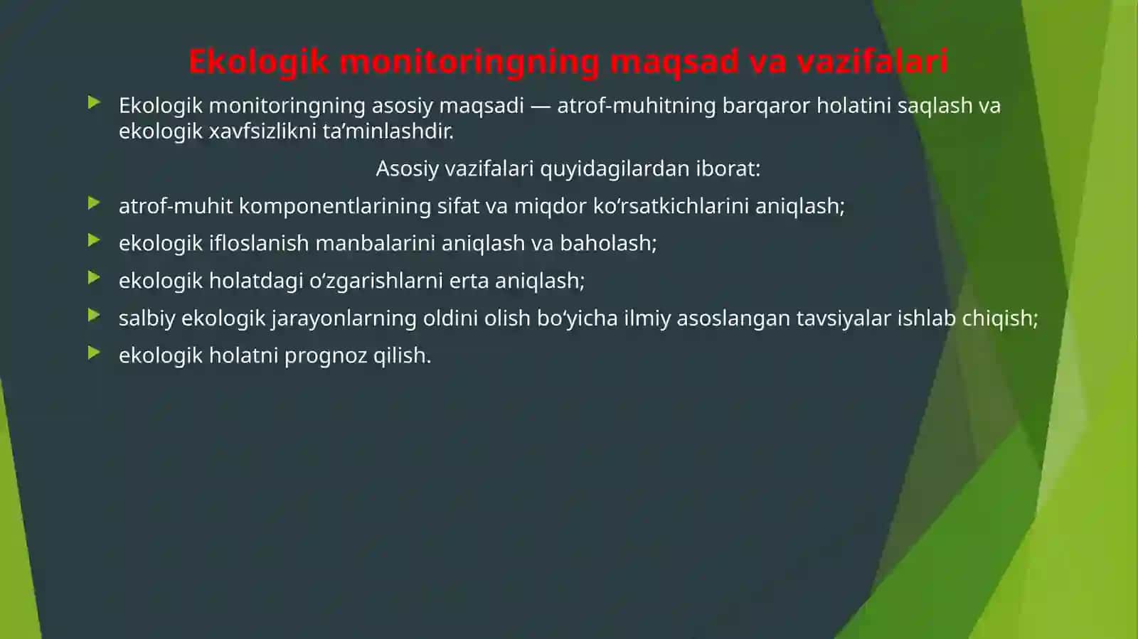 Ekologik monitoring va uning turlari 3