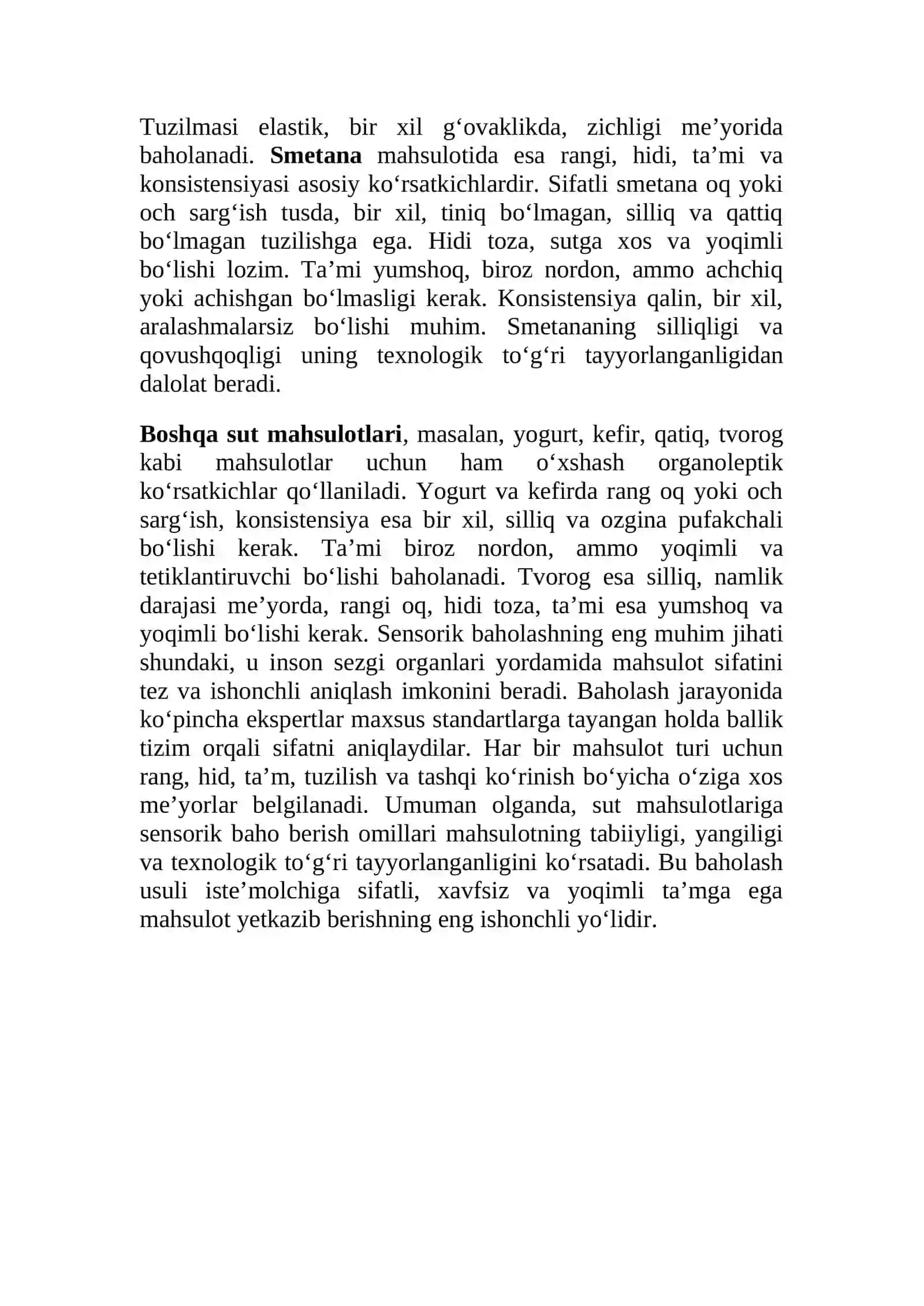 Sensorik tahlil bilan sut mahsulotlariga baho berish omillari 3
