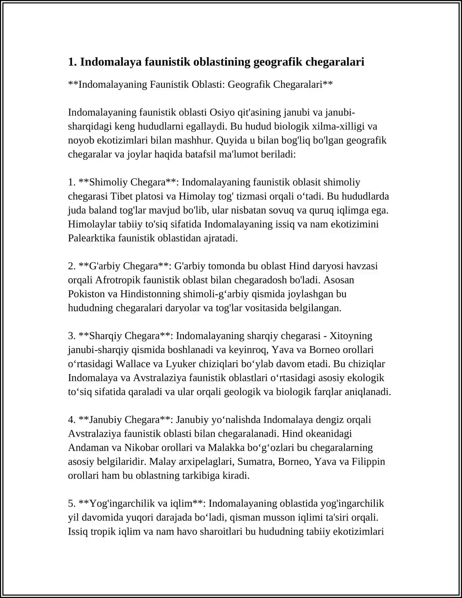 INDOMALAYA FAUNISTIK OBLASTI VA KICHIK OBLASTLARINI HAYVONOT DUNYOSINI OʻRGANISH 3
