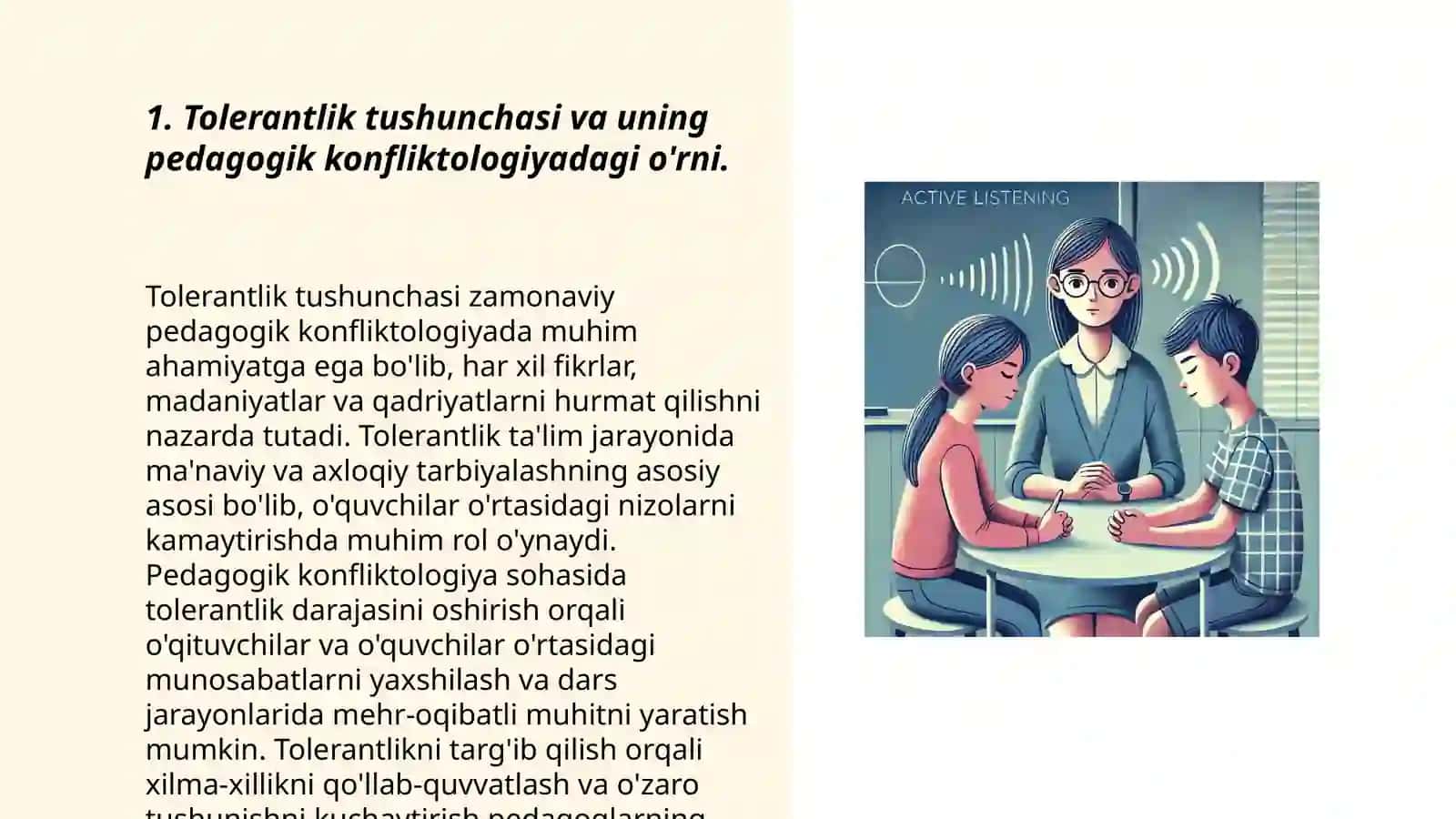Pedagogik konfliktologiyada tolerantlik tushunchasi va mediatsiya qoidalari 3