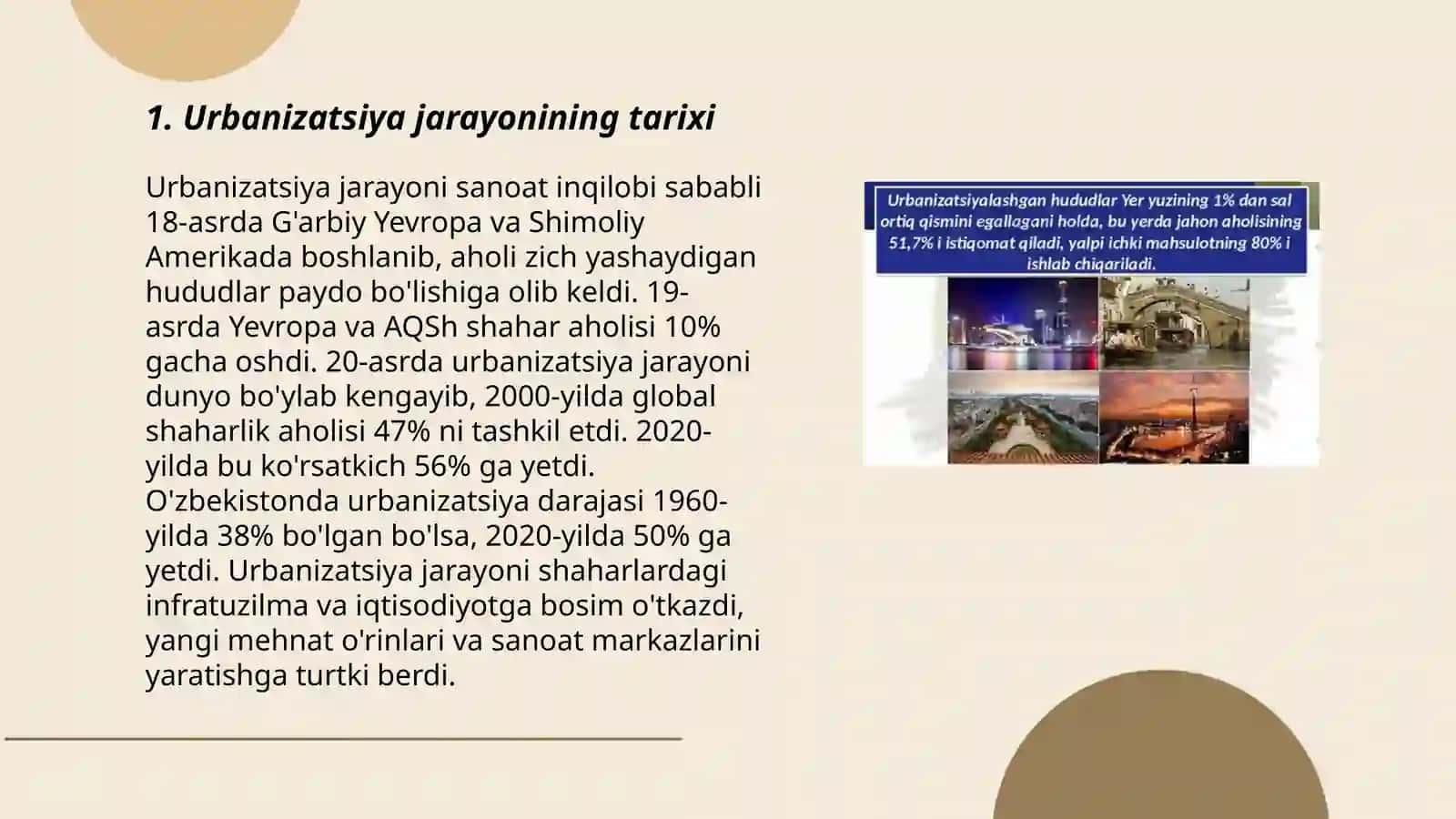 Shaharlar rivojlanishi va urbanizatsiya jarayonlari 3