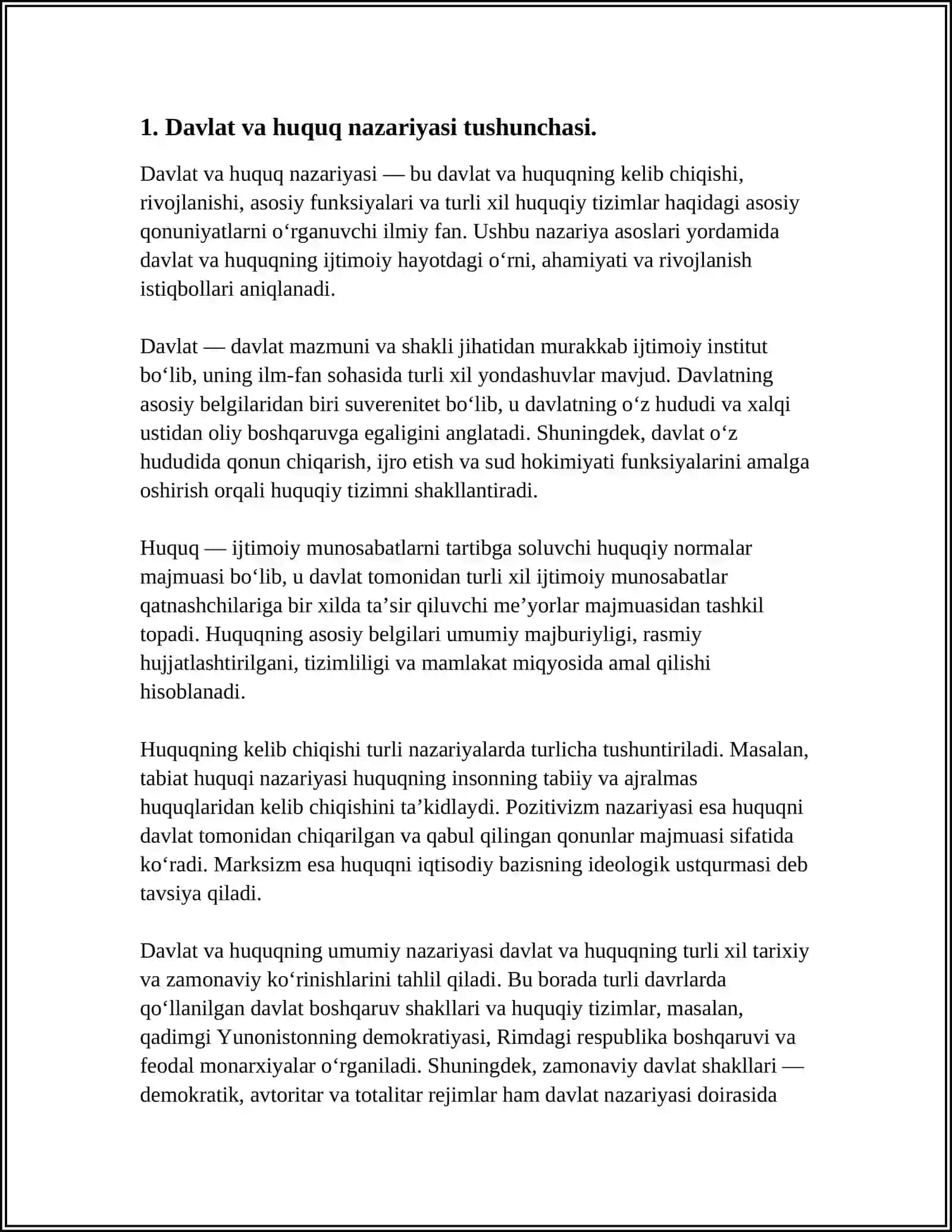 DAVLAT VA HUQUQ NAZARIYASINING IJTIMOIY VA YURIDIK FANLAR TIZIMIDAGI OʻRNI HAMDA AHAMYATI 3