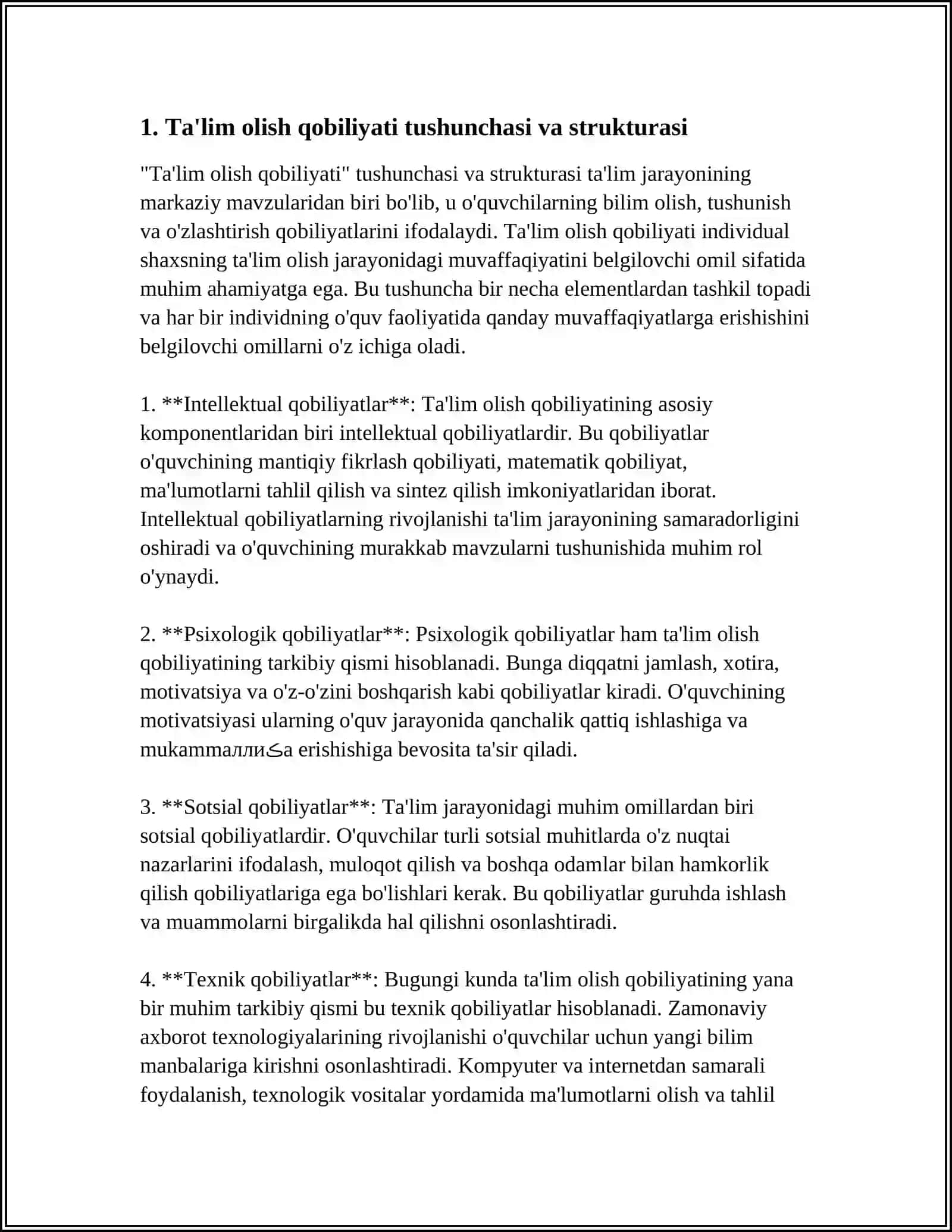 TA'LIM OLISH QOBILIYATI O'QUV FAOLIYATI SUBEKTLARINING XARAKTERISTIKASI SIFATIDA 3