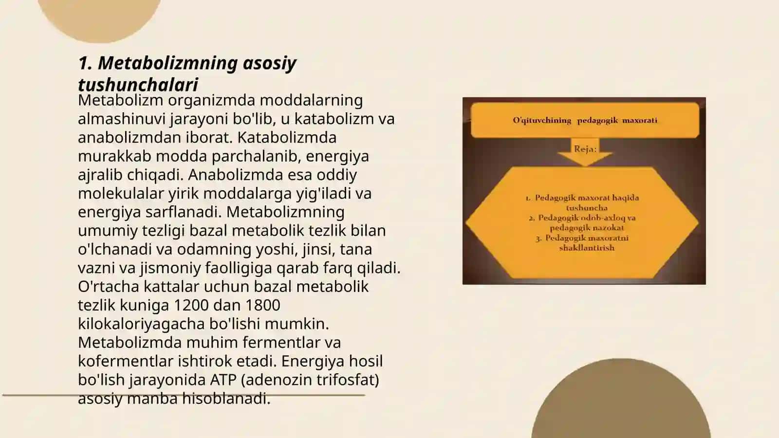 Metabolizm jarayonida energiya hosil bòlishi va sarflanishi 3
