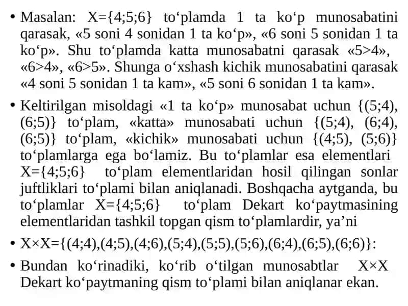 Ma’ruza: Binarmunosabatlar va ularning xossalari 3