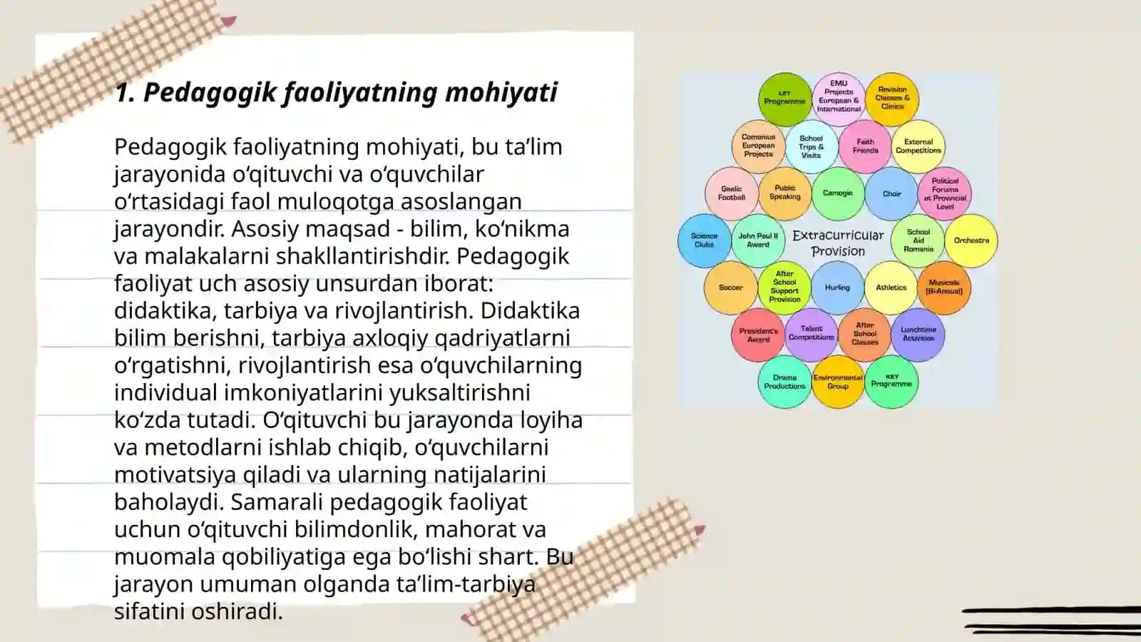 Pedagogik faoliyat. Pedagogik qobiliyatlar, ularning turlari 3