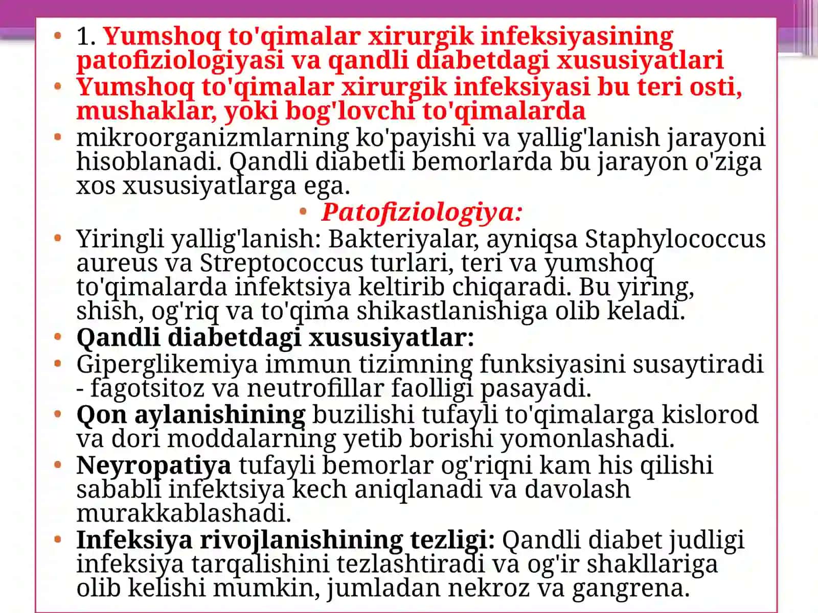 Qandli diabetli bemorlarning yumshoq toqimalar xirurgik infeksiyasi 3