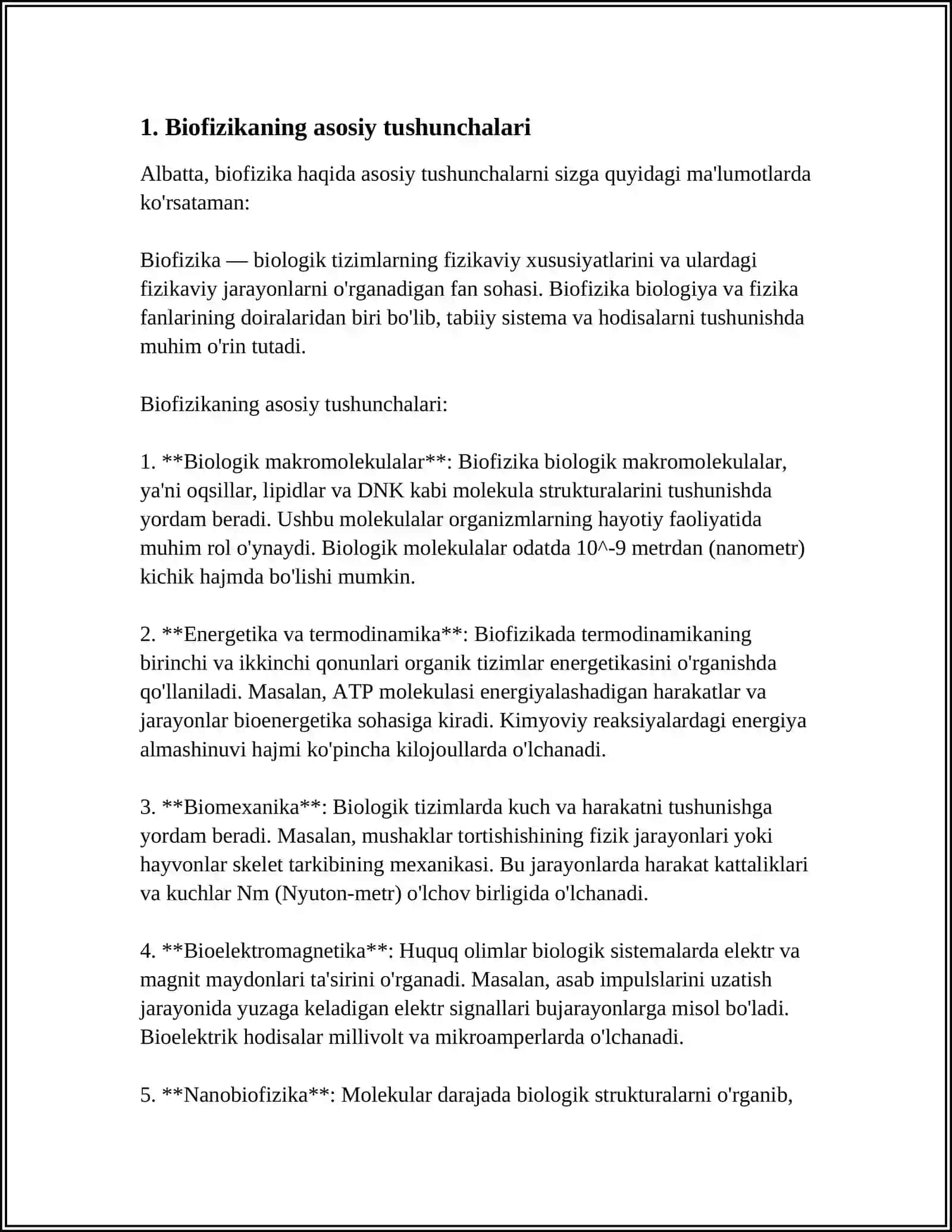 BIOFIZIKA ASOSLARI VA UNI INSON HAYOTIDAGI ÒRNI TAJRIBABÒTKAZISH,QURILMA VA ÒLCHOV ASBOBLARINI TANLASH 3