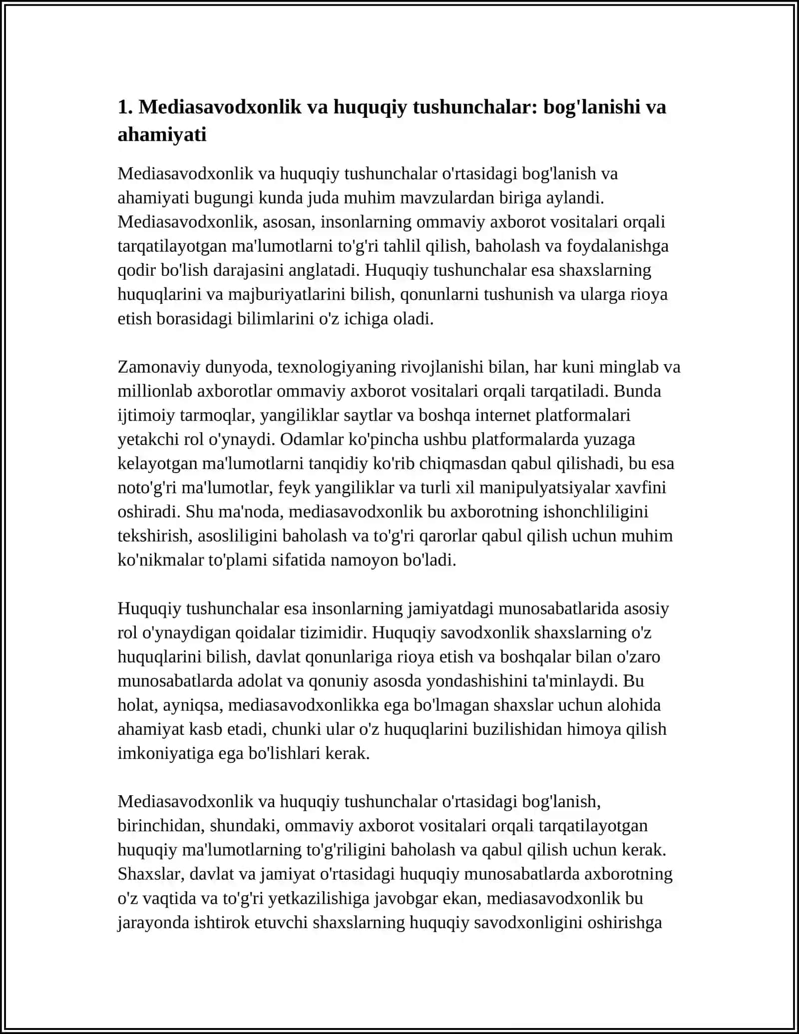 MEDIASAVODXONLIK FANINI HUQUQ FANIGA QANDAY BOG'LASA BULADI 3