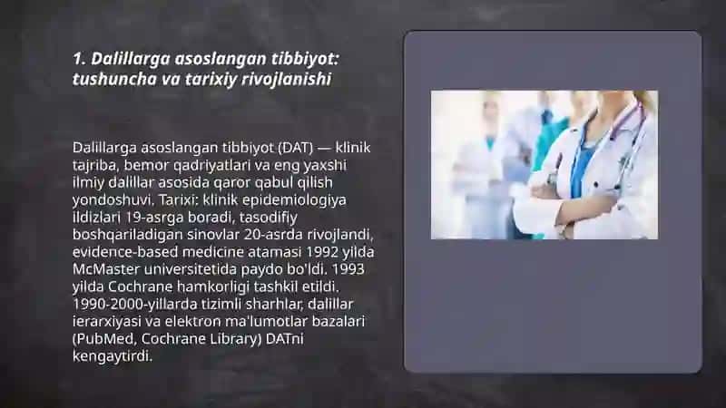 Dalillarga asoslangan tibbiyotning ahamiyati 3