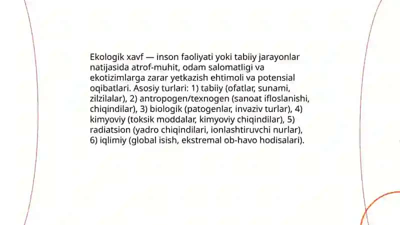 Ekologik xavf va uni baholash usullari 3