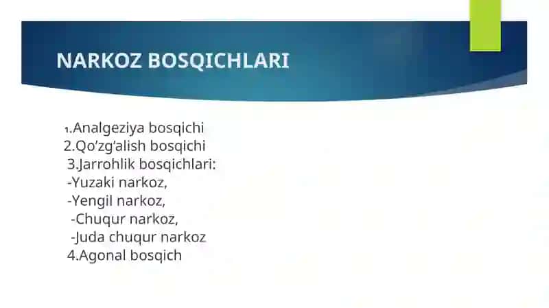 Narkozvositlari. Narkozning 4-bosqichi 3