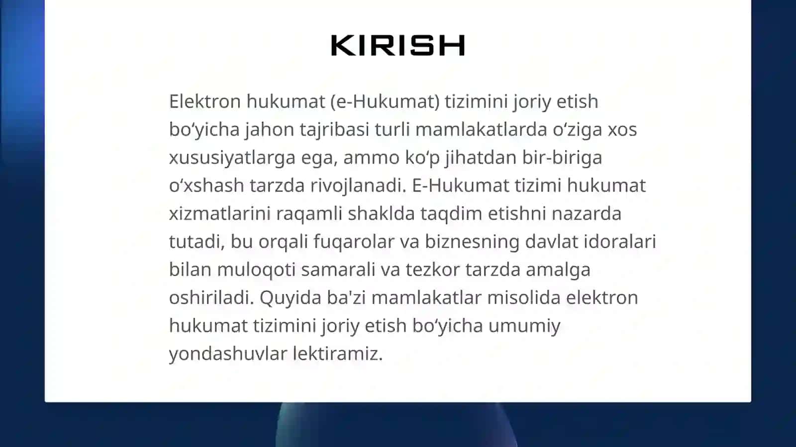 Elektron Hukumatni joriy etishning jahon tahribasi 3